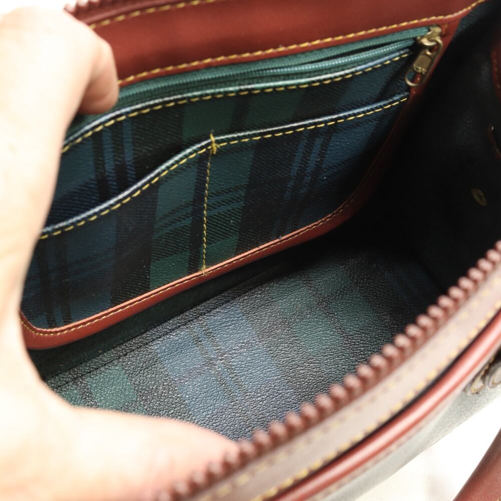 Vintage Polo Ralph Lauren Plaid Boston Bag Satchel Leather Trim Top Handles - Picture 11 of 16